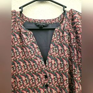 Banana Republic Casual Shirt Waist Flutter Sleeve Dress Paisley Print